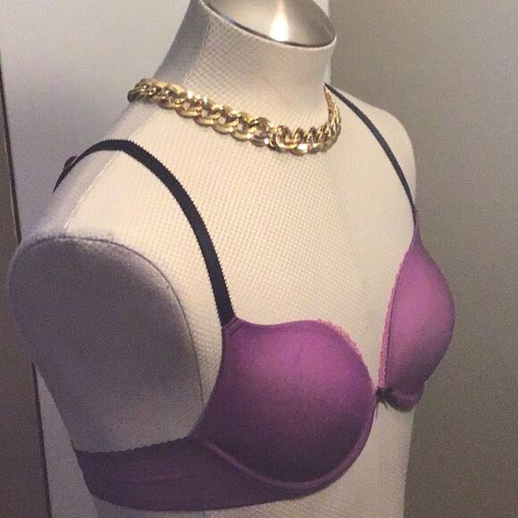 34C Cosmopolitan Fun Fearless Feather Light Purple/Pink Convertible Push Up Bra - Picture 6 of 14